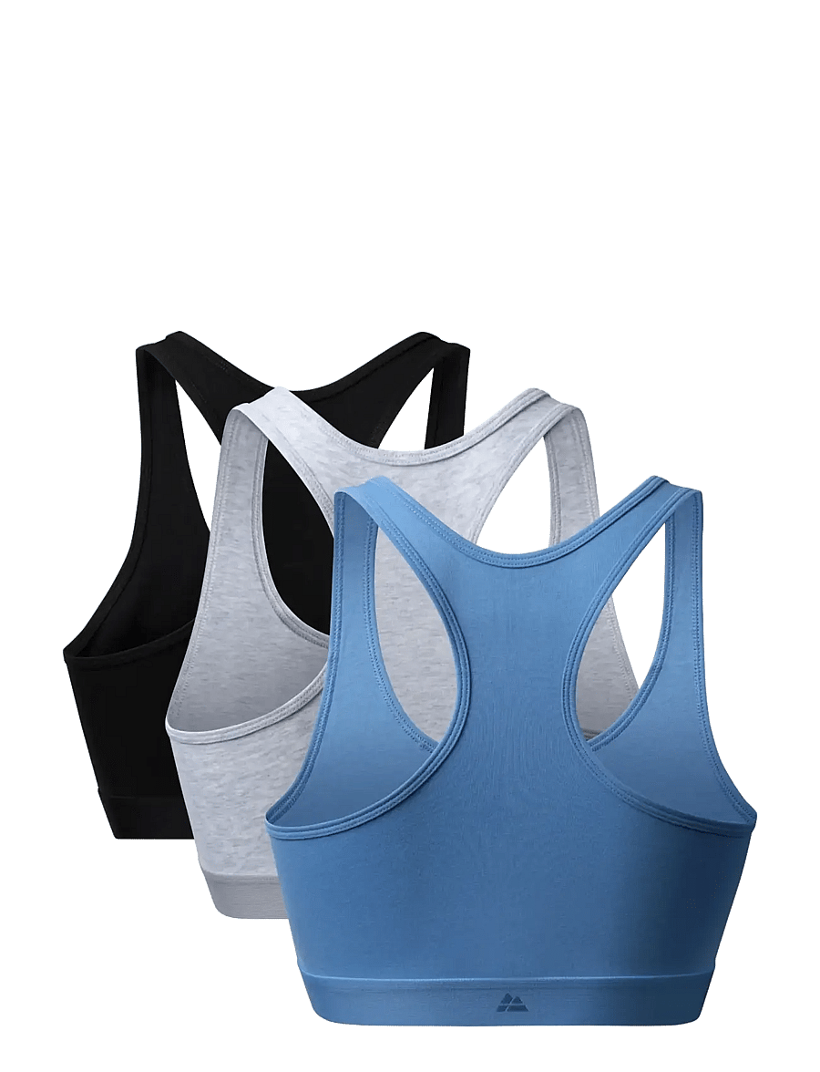 Danish Endurance - Organic Cotton Bralette (Women) 3-pack - urheiluliivit - multicolor (1x black, 1x grey mélange, 1x light blue) - 2
