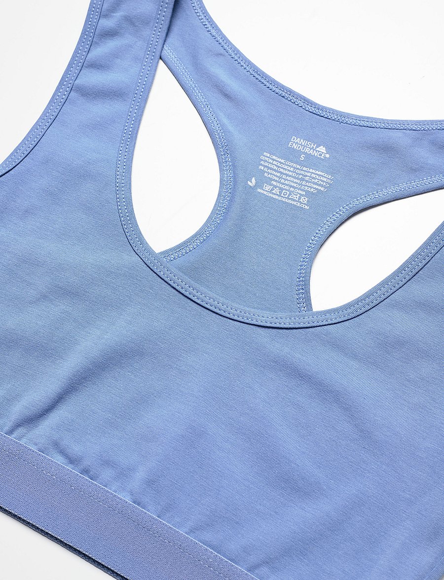 Danish Endurance - Organic Cotton Bralette (Women) 3-pack - urheiluliivit - multicolor (1x black, 1x grey mélange, 1x light blue) - 5