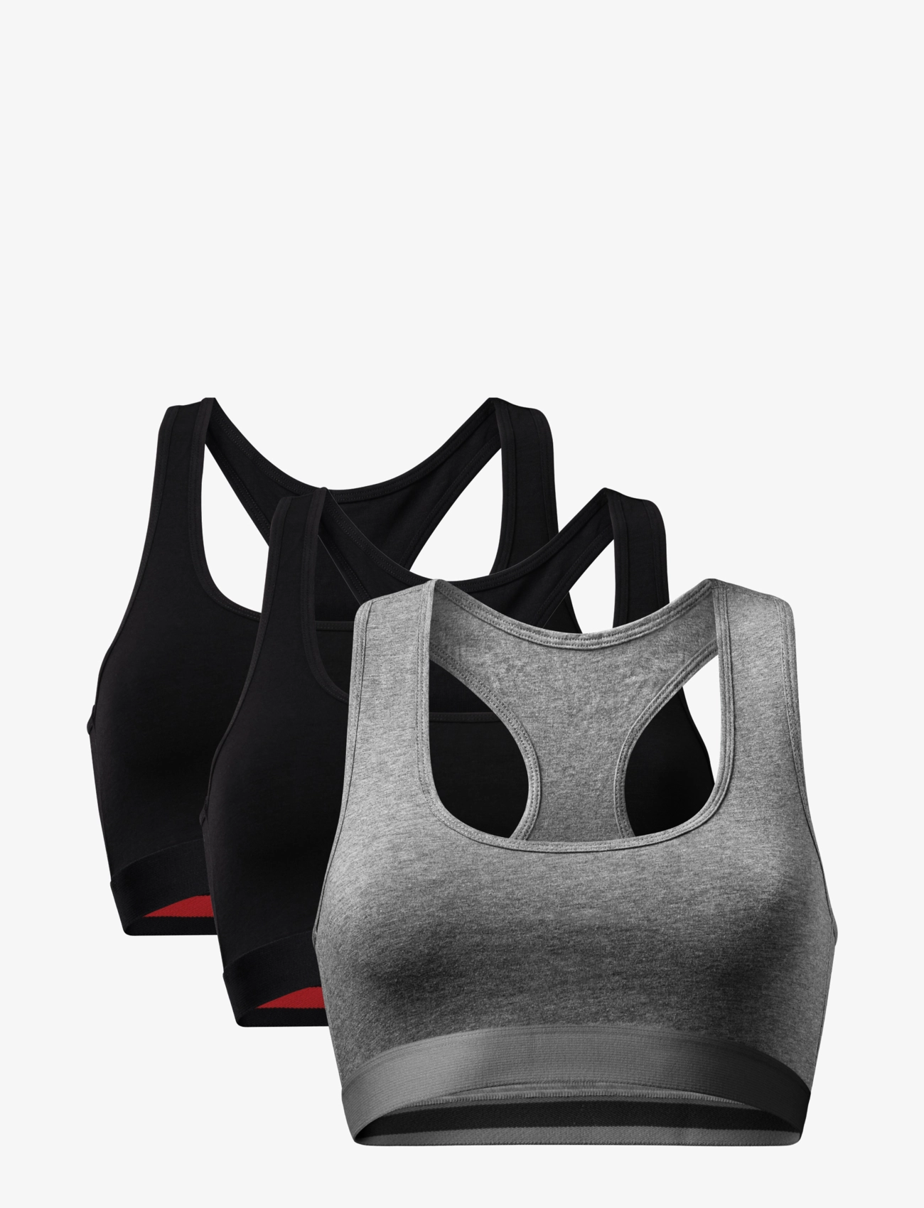 Danish Endurance Organic Cotton Bralette (Women) 3-pack - Kampagne - MULTICOLOR (2X BLACK, 1X GREY/BLACK) / black