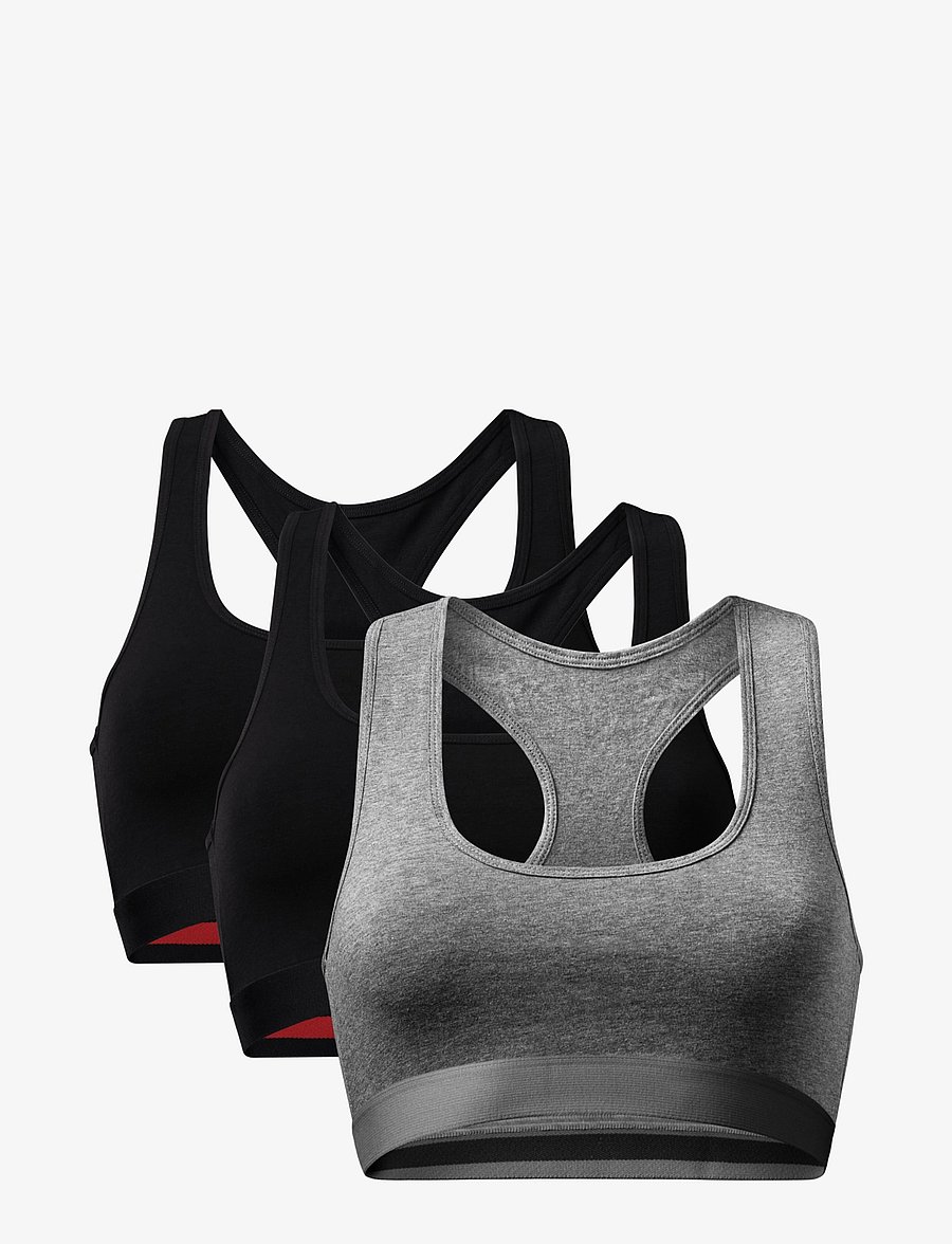 Danish Endurance - Organic Cotton Bralette (Women) 3-pack - soutiens-gorge de sport - multicolor (2x black, 1x grey/black) - 1
