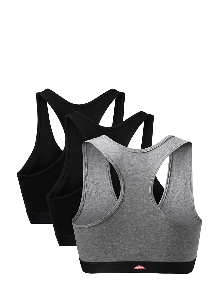 Danish Endurance - Organic Cotton Bralette (Women) 3-pack - soutiens-gorge de sport - multicolor (2x black, 1x grey/black) - 2