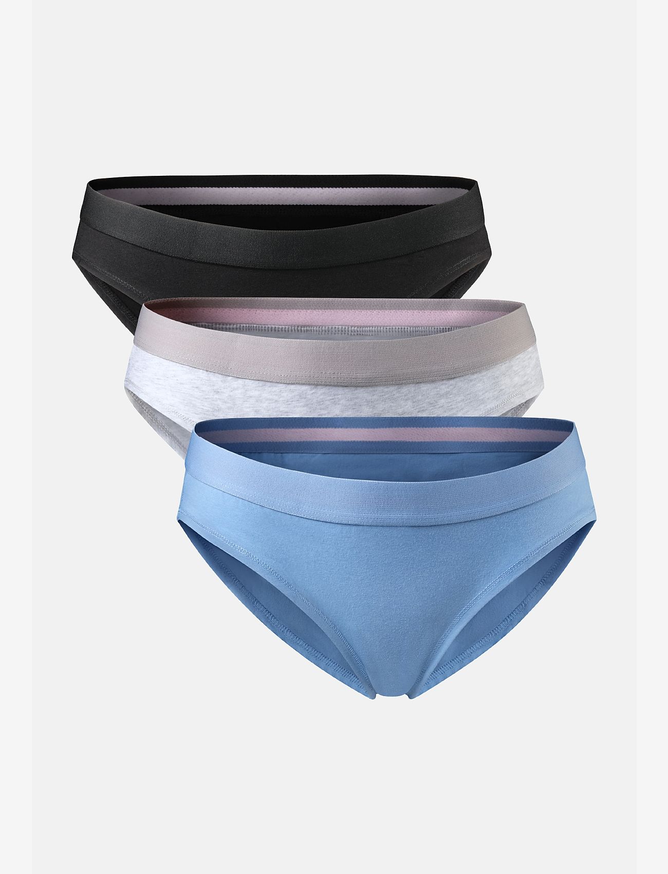 Danish Endurance - Organic Cotton Bikini 3 Pack - mažiausios kainos - multicolor (1x black, 1x grey mélange, 1x light blue) - 0