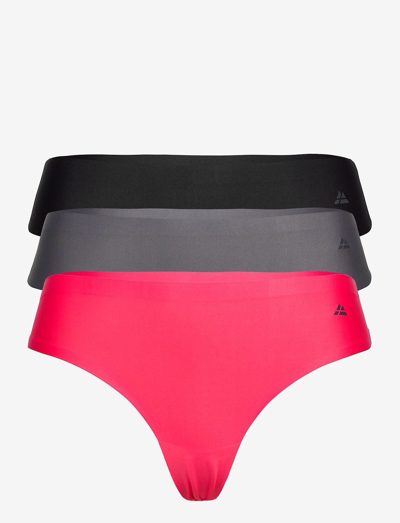Danish Endurance - Women's Invisible Thong - naadloze slips - multicolor (1 x black, 1 x grey, 1 x pink) - 0