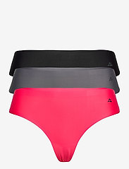 Danish Endurance - Women's Invisible Thong - majtki bezszwowe - multicolor (1 x black, 1 x grey, 1 x pink) - 0