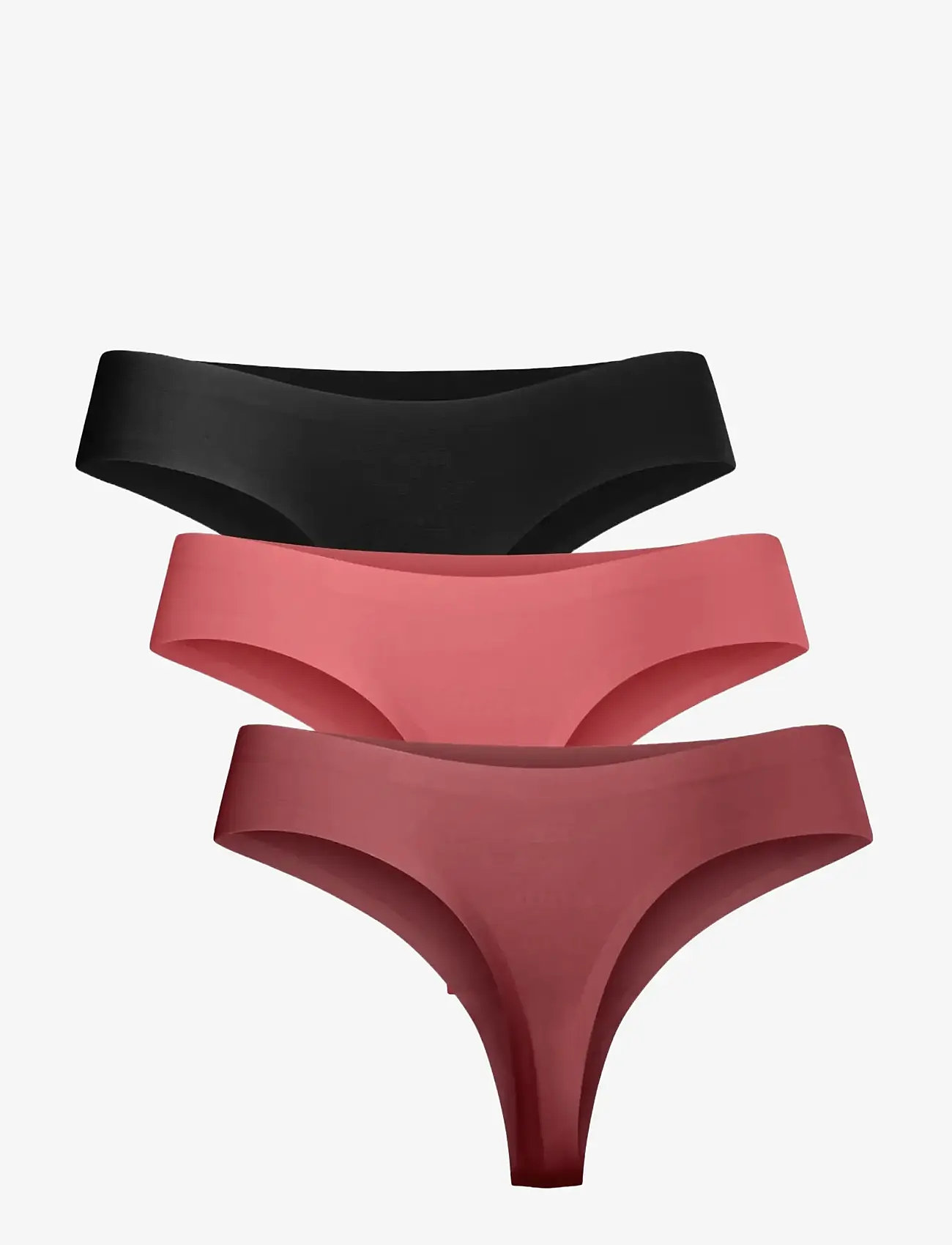 Danish Endurance - Invisible Thong (Women) 3-pack - underkläder och strumpor - multicolor (1x black, 1x blush, 1x ruby) - 2