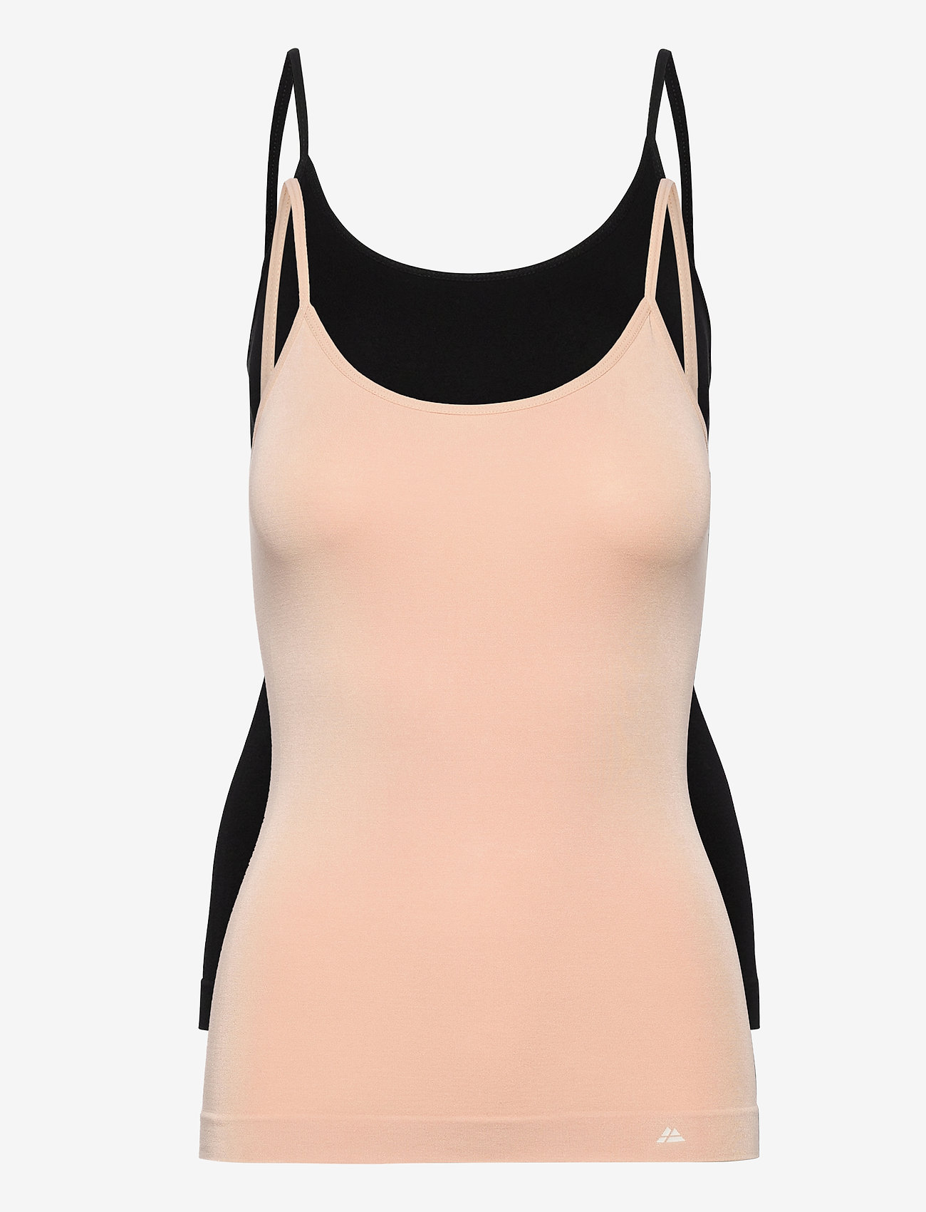 Danish Endurance - Women's Bamboo Strap Top 2-pack - tanktops - multicolor (1x black, 1x nude beige) - 1