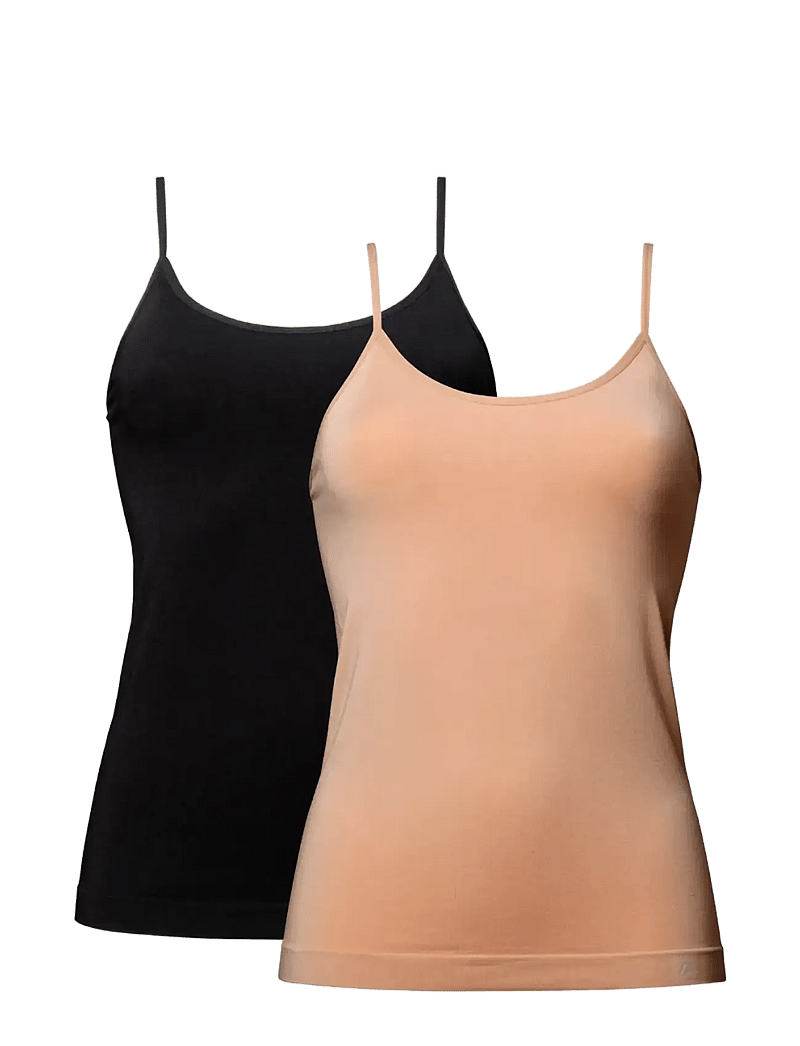 Danish Endurance - Bamboo Strap Top (Women) 2-pack - tank tops - multicolor (1x black, 1x nude beige) - 1