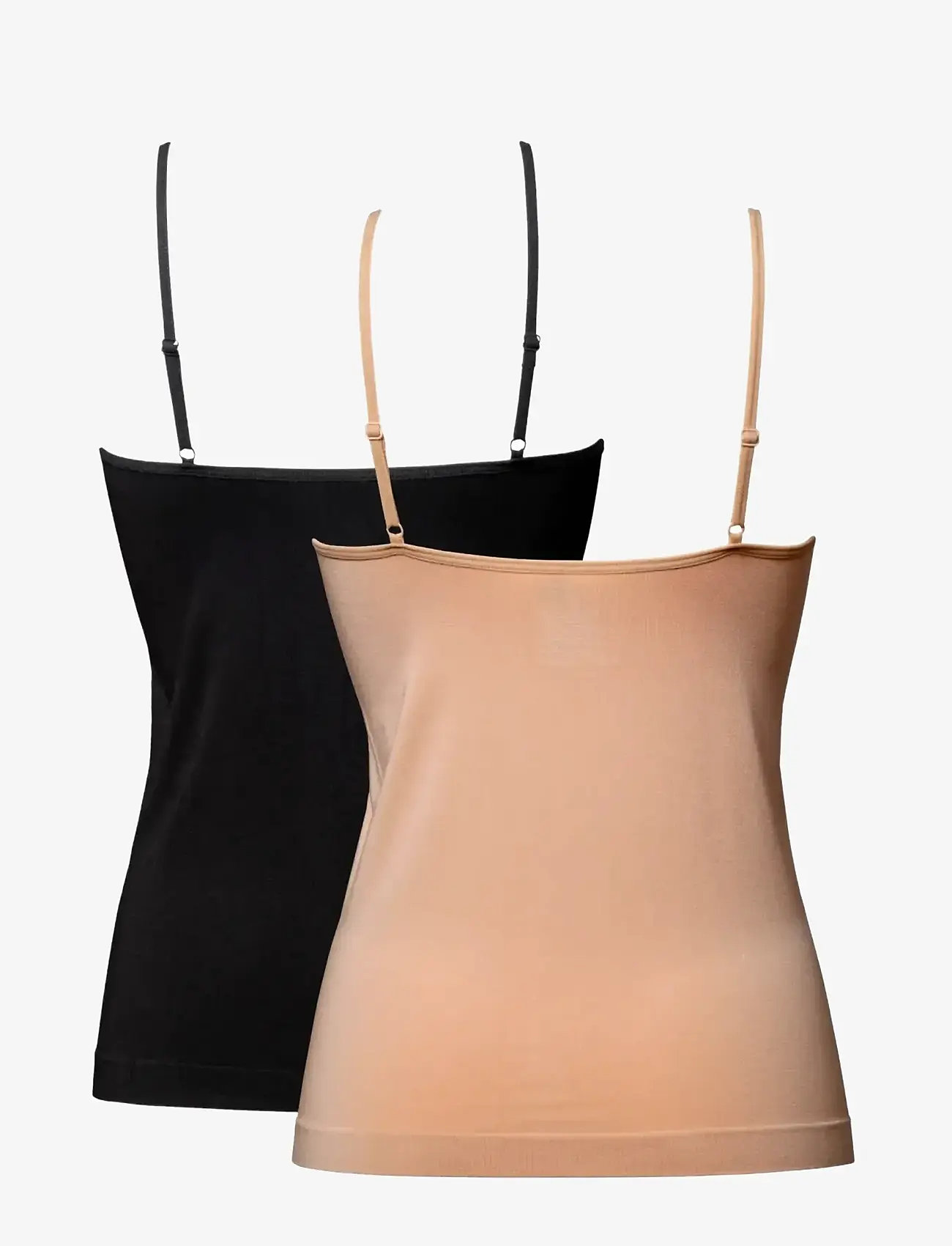 Danish Endurance - Bamboo Strap Top (Women) 2-pack - tank tops - multicolor (1x black, 1x nude beige) - 2