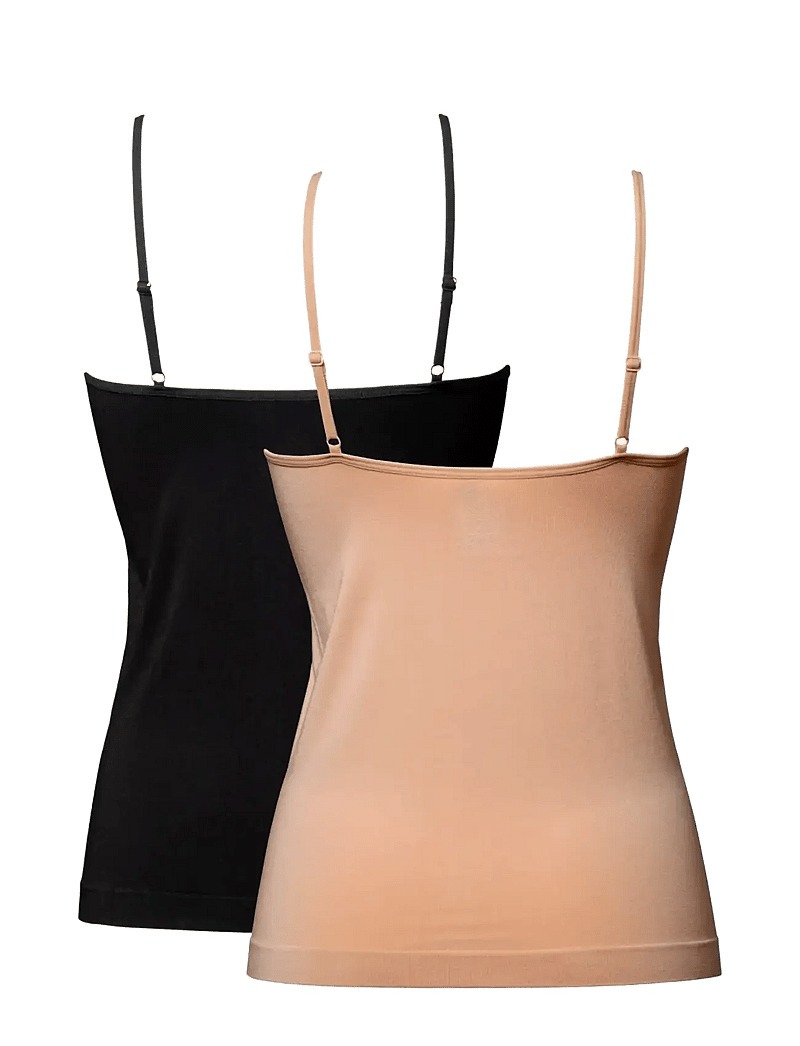 Danish Endurance - Bamboo Strap Top (Women) 2-pack - tank tops - multicolor (1x black, 1x nude beige) - 2