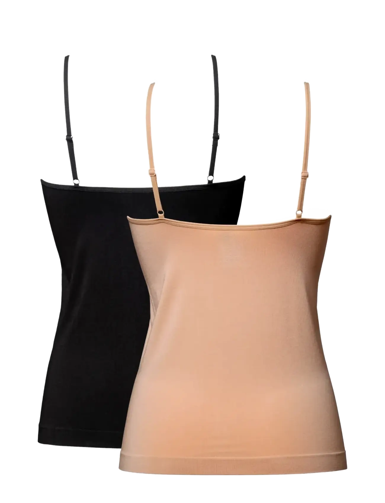 Danish Endurance - Bamboo Strap Top (Women) 2-pack - linnen - multicolor (1x black, 1x nude beige) - 2