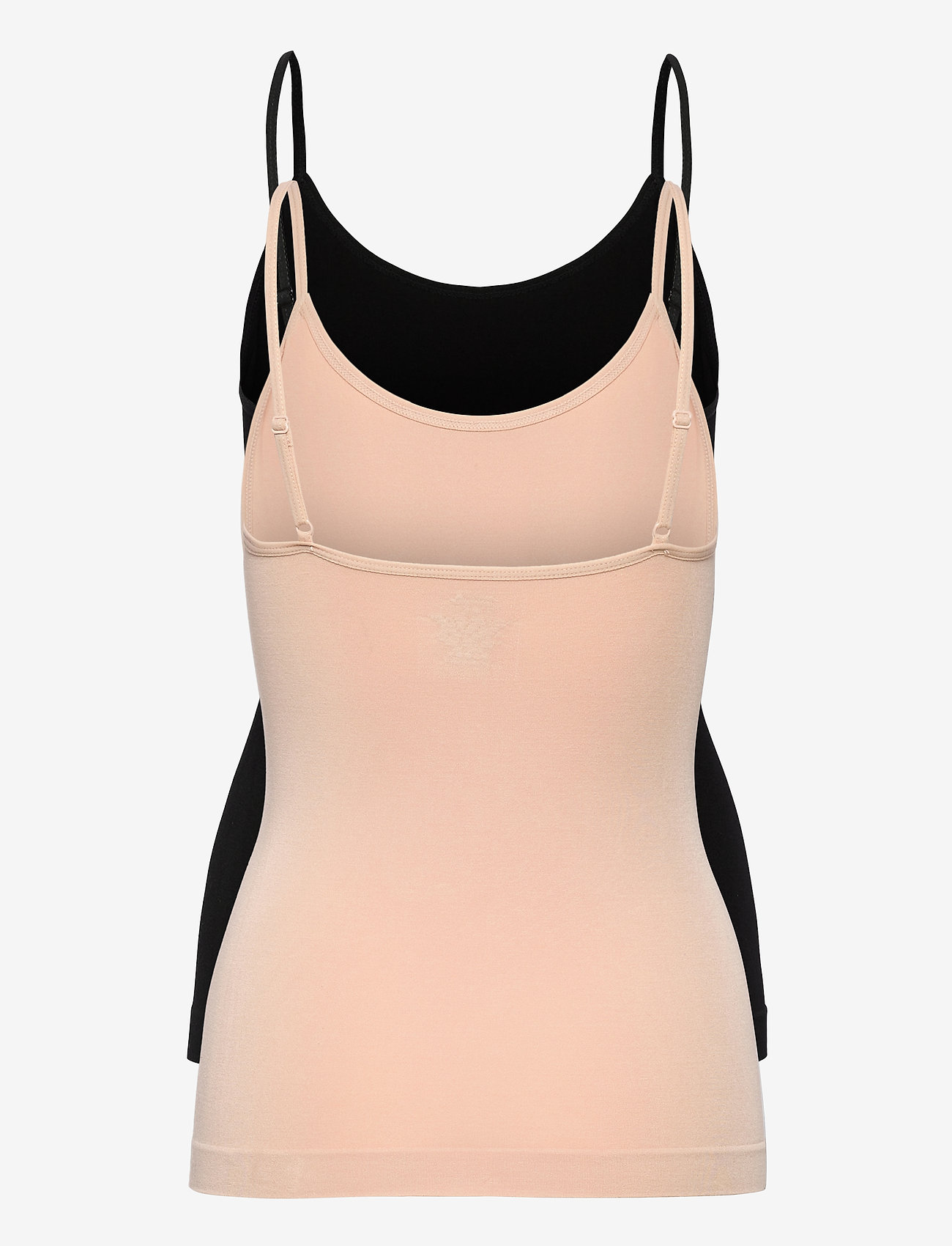 Danish Endurance - Women's Bamboo Strap Top 2-pack - tanktops - multicolor (1x black, 1x nude beige) - 5