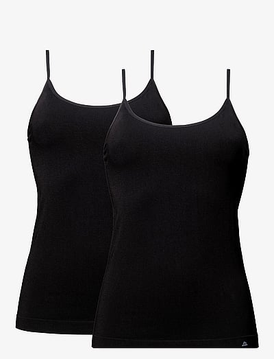 Danish Endurance Bamboo Strap Top (Women) 2-pack - Toppar & T-shirts - BLACK / black