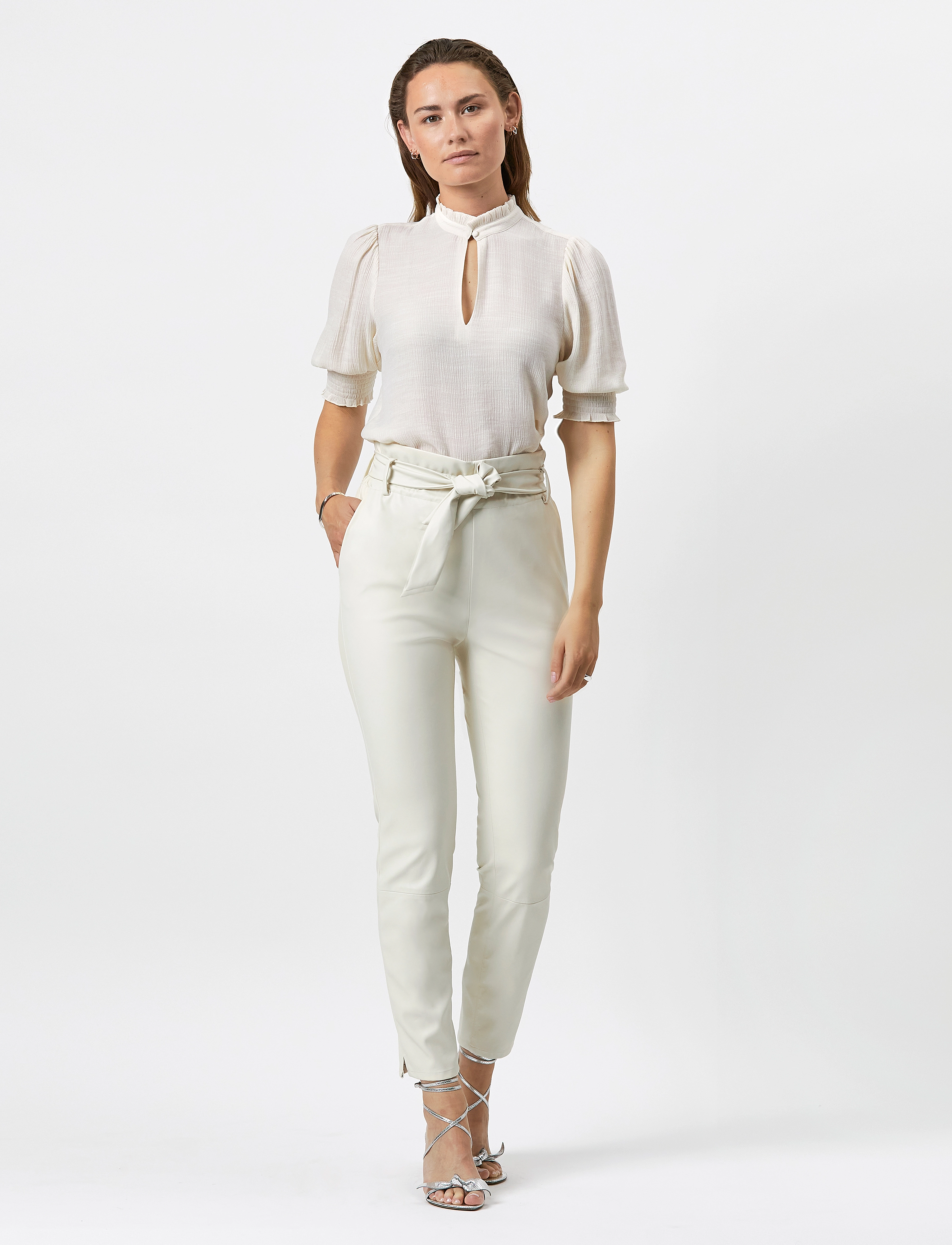 Dante6 Feline Top, Kvinder, Pufærmebluse, Cream, Str: 38