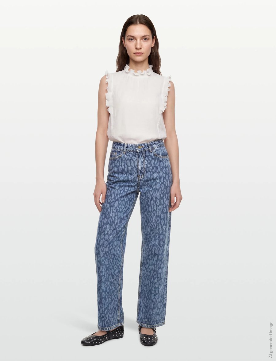 Dante6 - Dante6-Nuit leopard wide leg jeans - hosen mit weitem bein - washed blue - 0