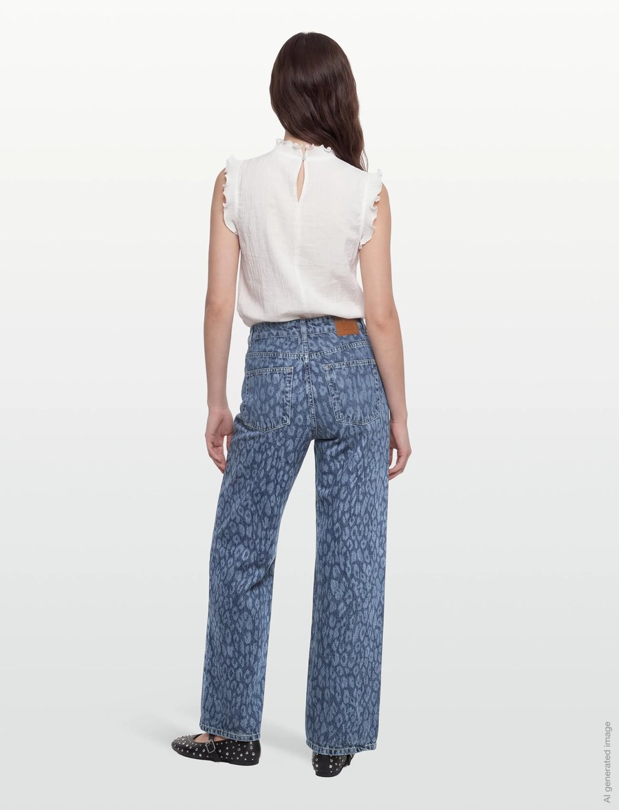 Dante6 - Dante6-Nuit leopard wide leg jeans - hosen mit weitem bein - washed blue - 5