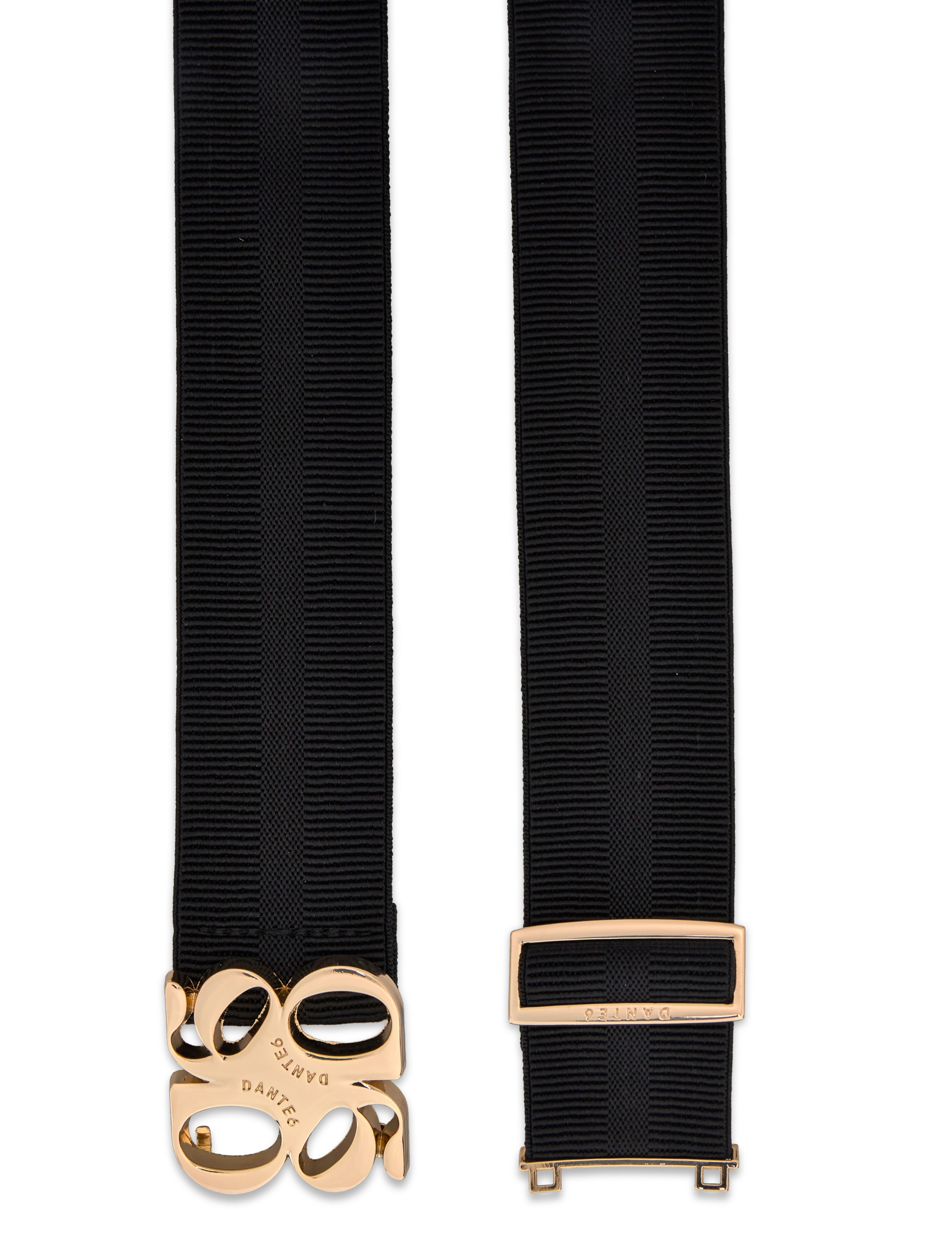 Dante6 - D6 Motif logo tape belt gold - casual gürtel - raven - 1