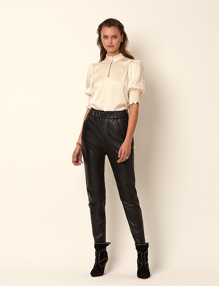 Dante6 - Allisto stretch silk mix top - butter cream - 0