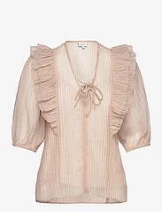 Dante6 - Verushka crinkle jaquard top - short-sleeved blouses - oyster cream - 0