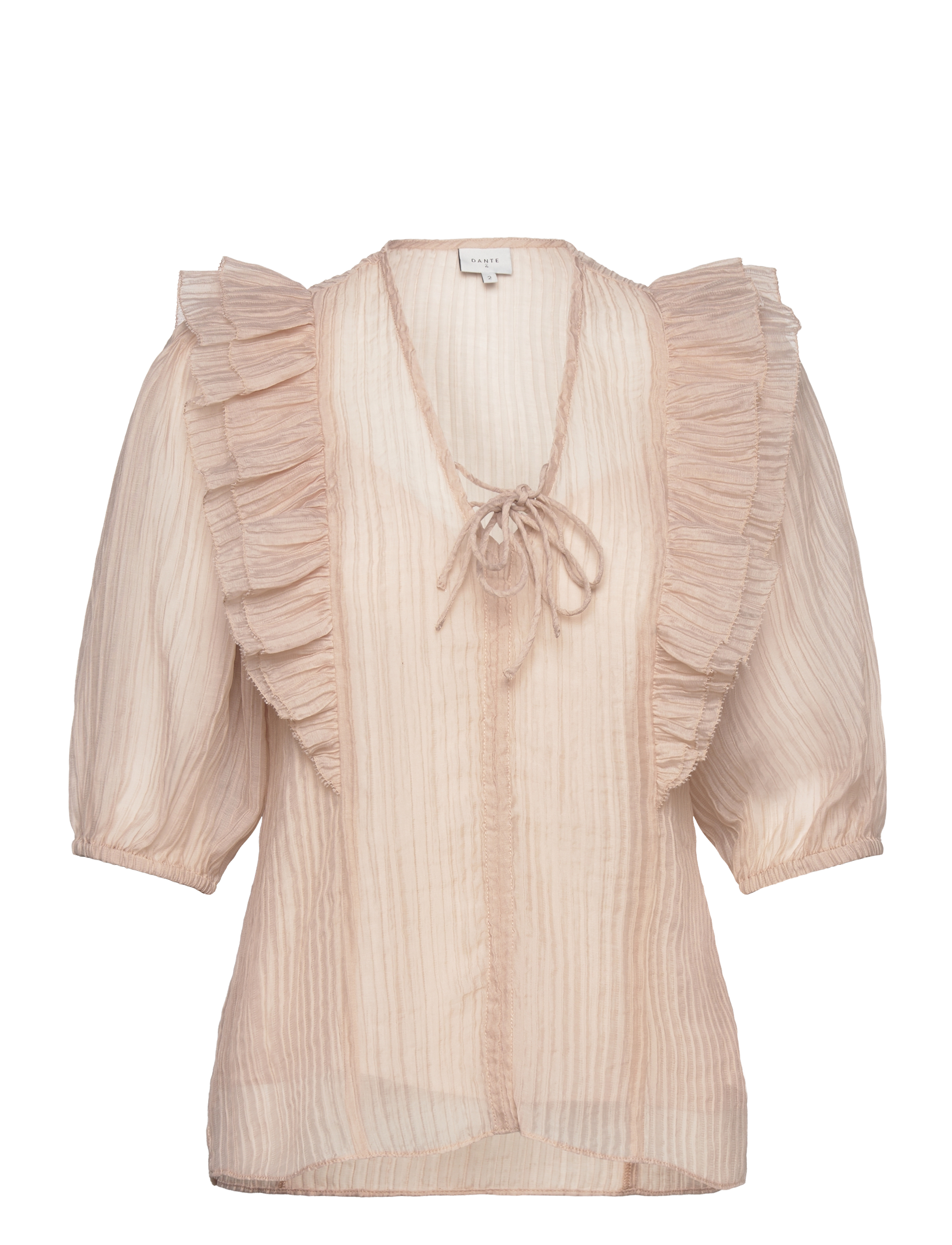 Dante6 Verushka crinkle jaquard top - Bluser - OYSTER CREAM / beige