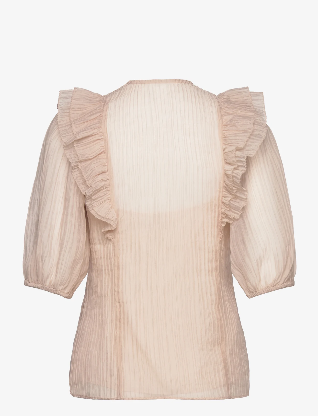 Dante6 - Verushka crinkle jaquard top - short-sleeved blouses - oyster cream - 1