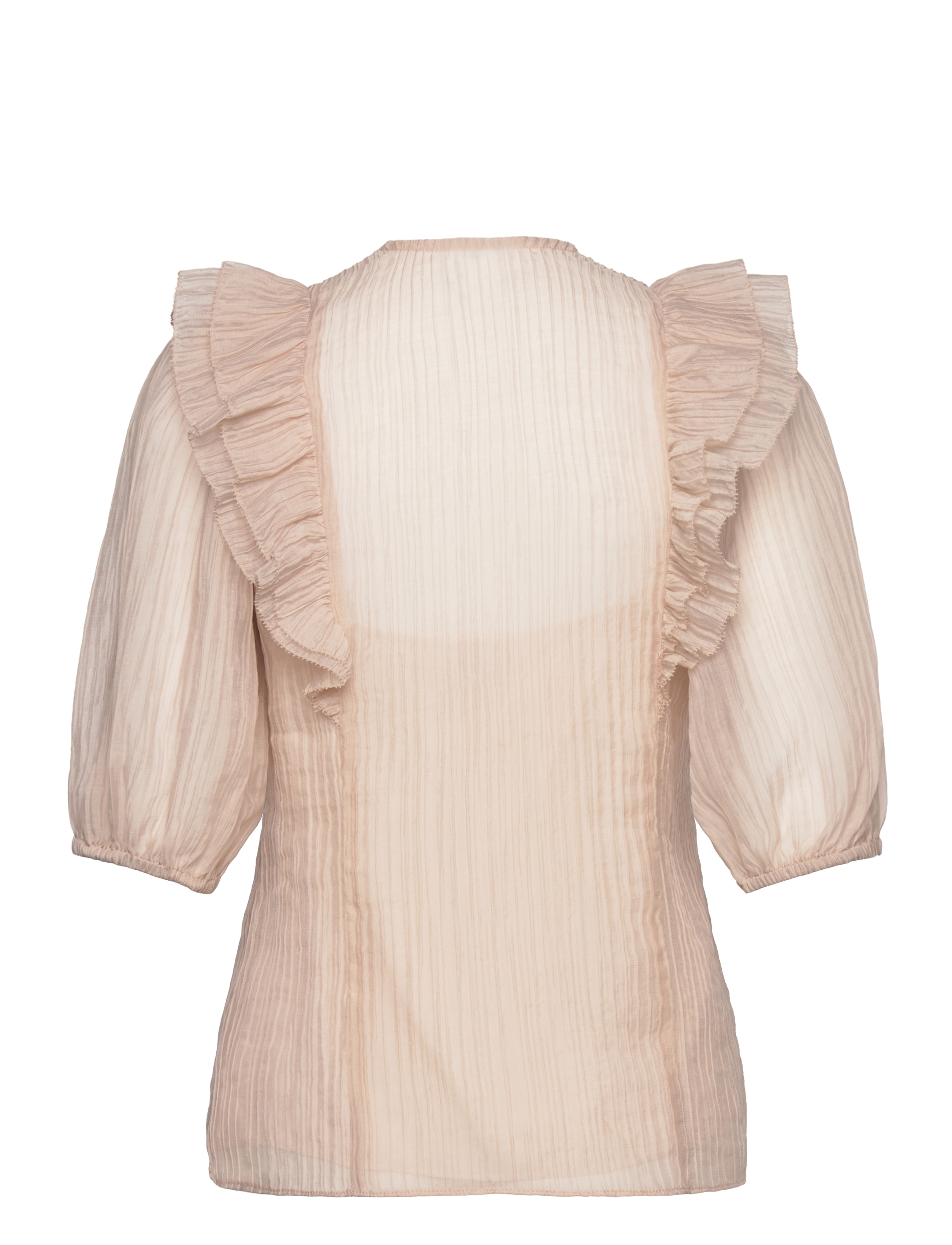 Dante6 - Verushka crinkle jaquard top - kortærmede bluser - oyster cream - 1