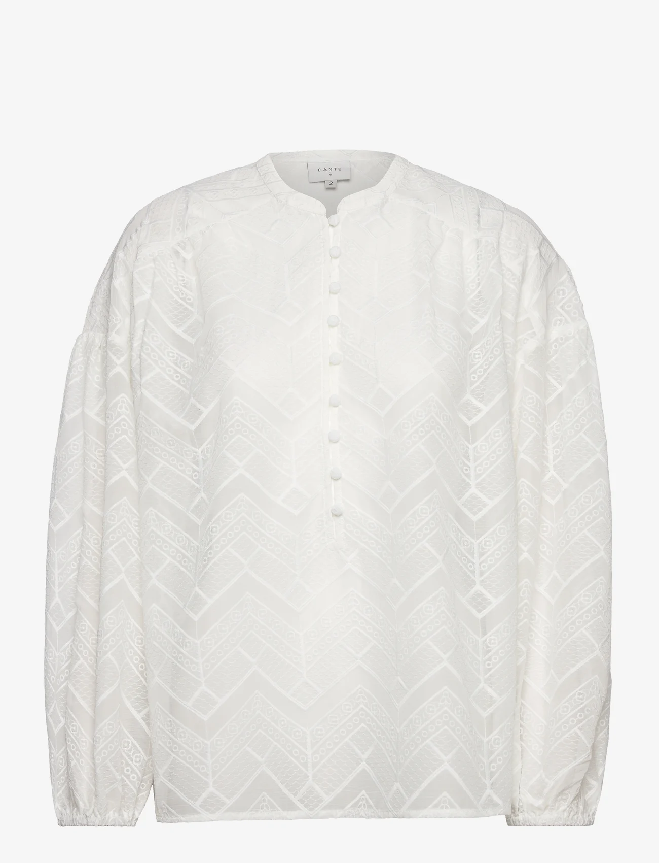 Dante6 - Darya embrodery blouse - pitkähihaiset puserot - milk white - 0