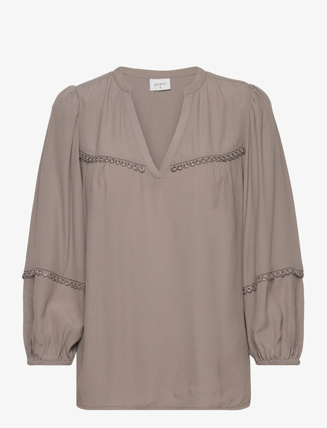 Dante6 - D6Vale eyelet detailed top - blouses met lange mouwen - warm grey - 0