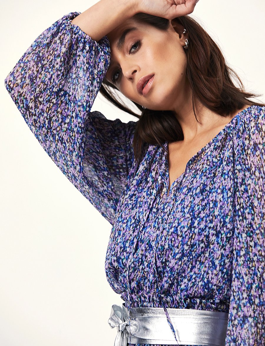 Dante6 - D6Mannet bohemian print top - langärmelige blusen - multicolour - 4