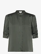 D6Pernaud silk smocked blouse - GRAPHITE GREEN