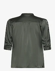 Dante6 - D6Pernaud silk smocked blouse - blouses korte mouwen - graphite green - 1