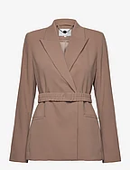 D6Mémoire belted blazer - PURE TAUPE