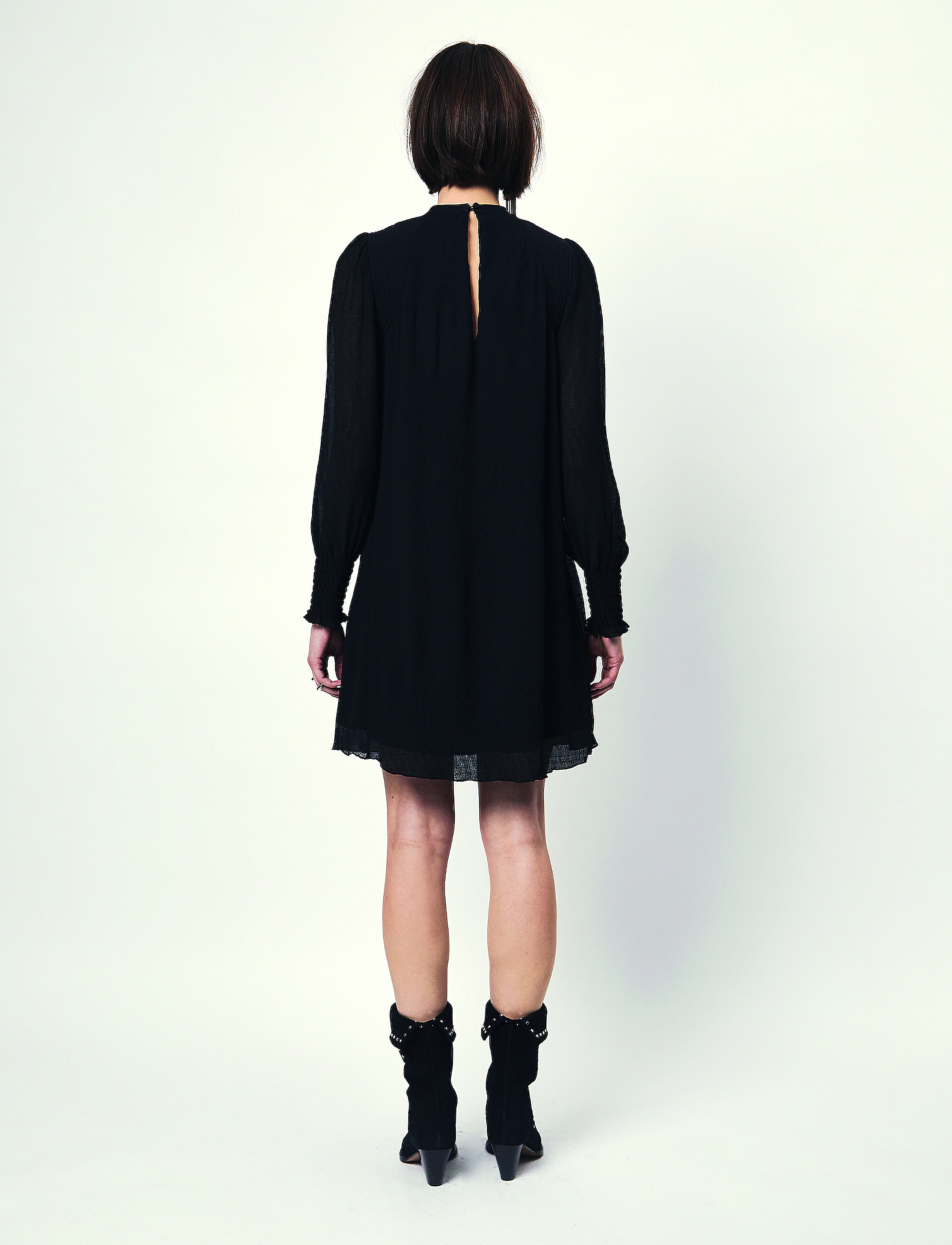 Dante6 - D6Mercury smocked mini dress - robes courtes - raven - 3