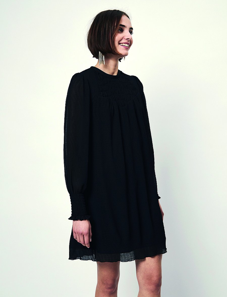 Dante6 - D6Mercury smocked mini dress - robes courtes - raven - 4