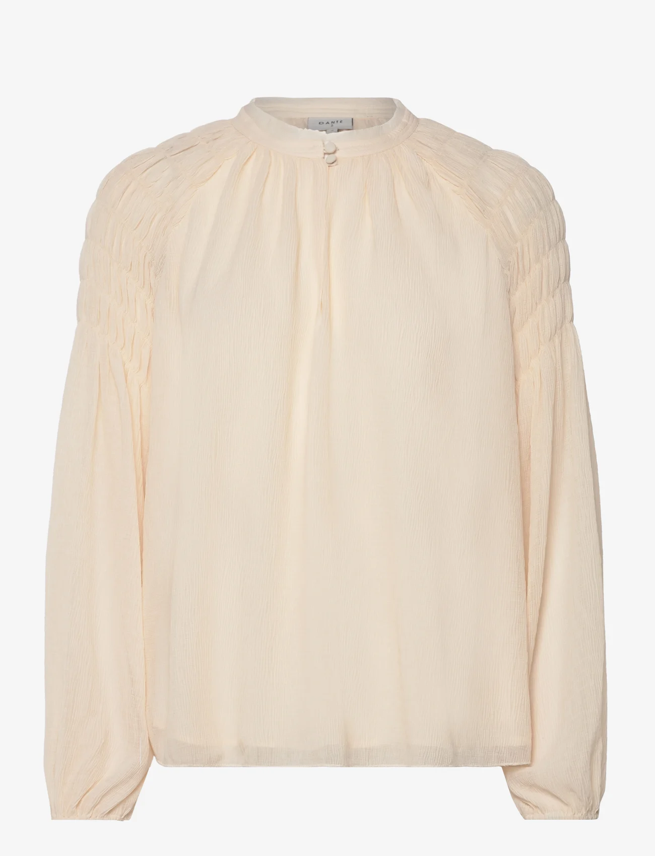 Dante6 - D6Aubrey smocked blouse - langermede bluser - butter cream - 0