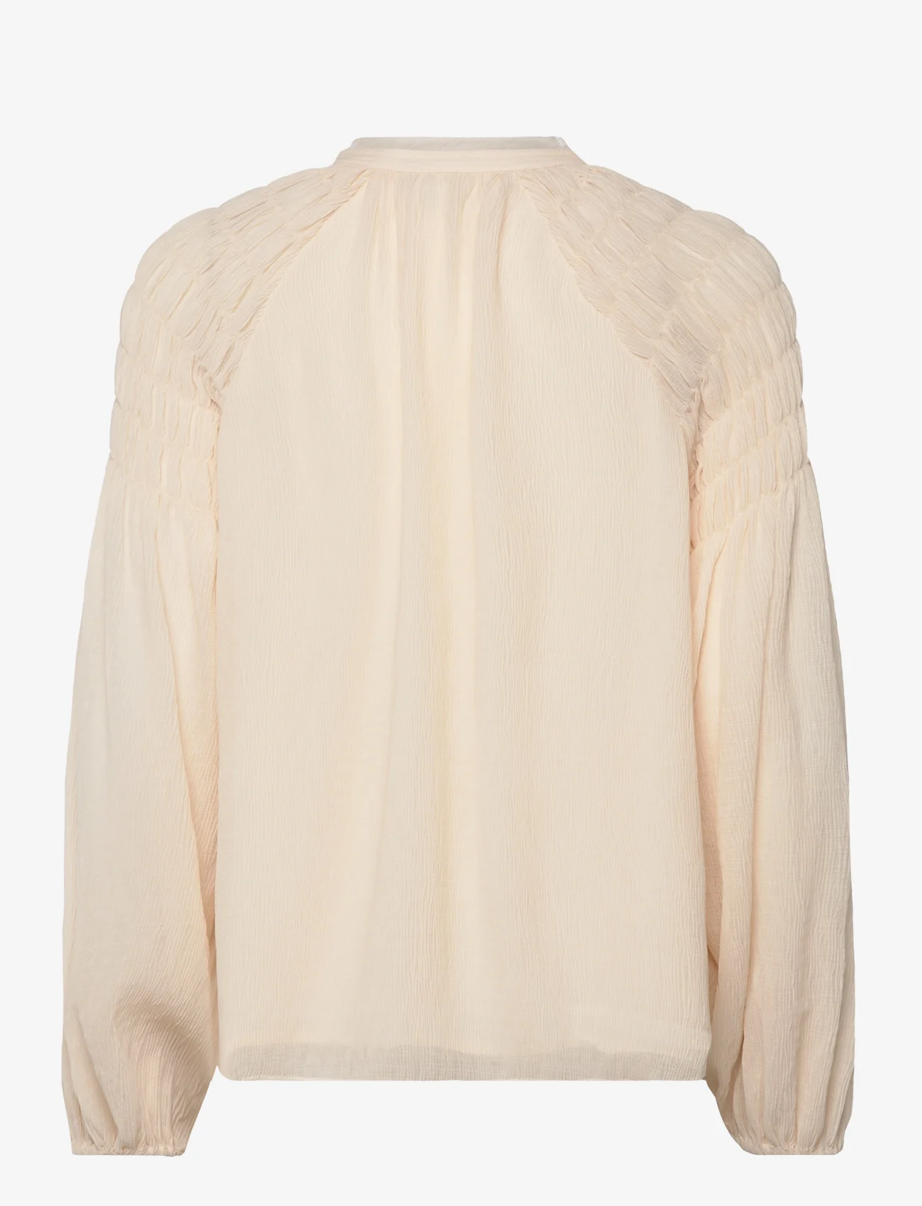 Dante6 - D6Aubrey smocked blouse - langermede bluser - butter cream - 1