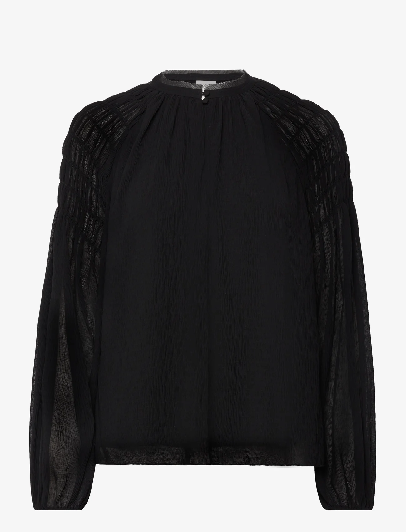 Dante6 - D6Aubrey smocked blouse - long-sleeved blouses - raven - 0