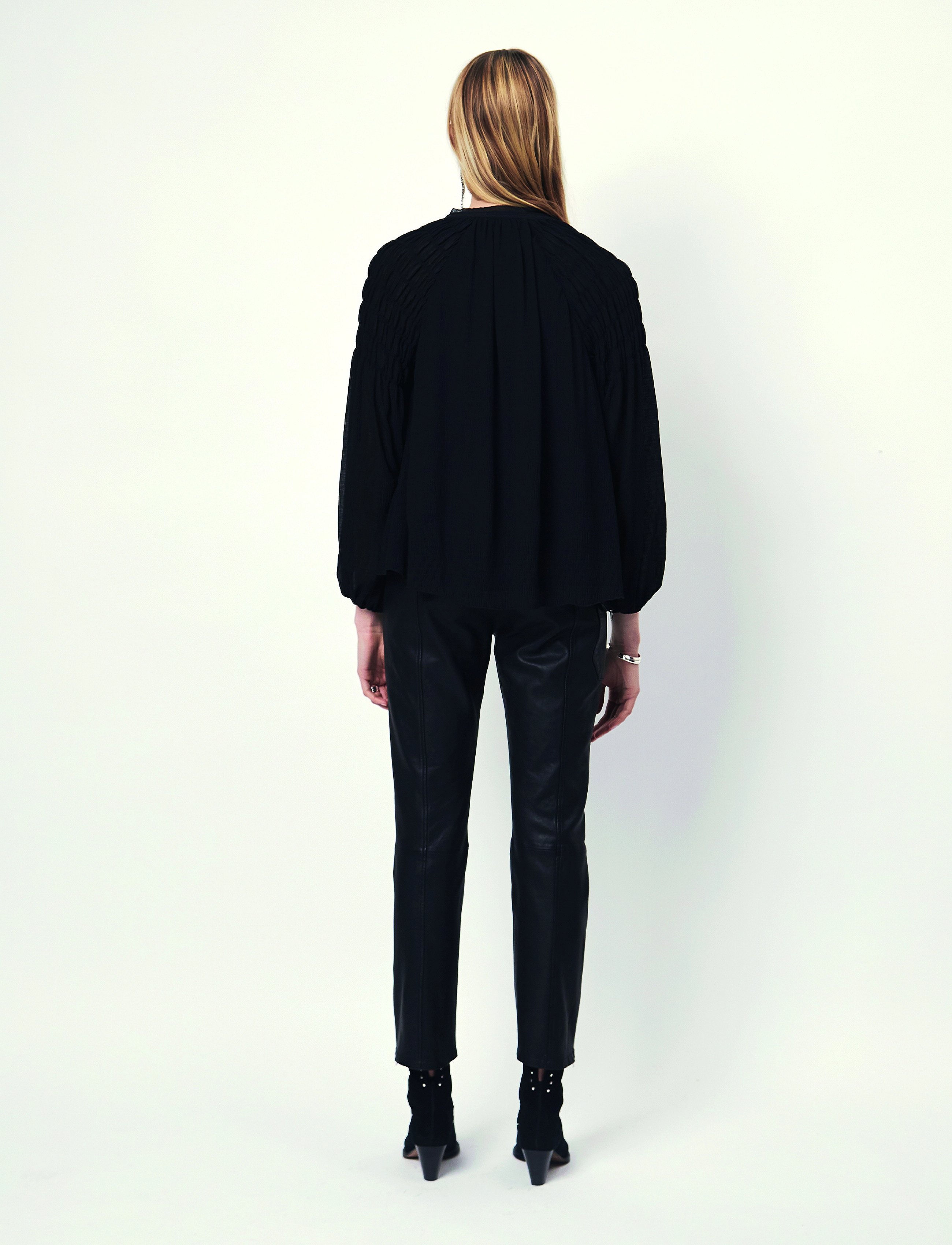 Dante6 - D6Aubrey smocked blouse - raven - 3