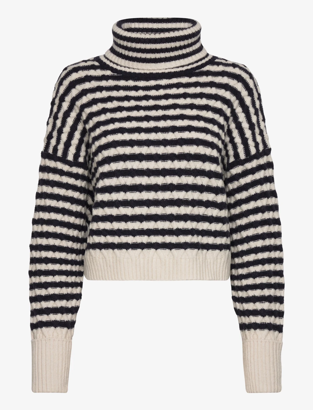 Dante6 - D6Veneto stripe turtle sweater - megztiniai su aukšta apykakle - butter cream - 0