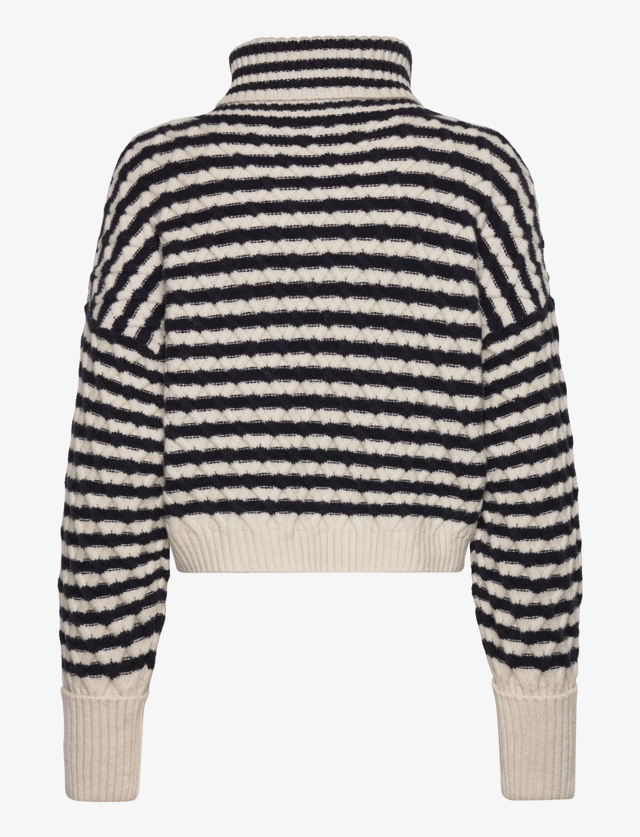 Dante6 - D6Veneto stripe turtle sweater - megztiniai su aukšta apykakle - butter cream - 1