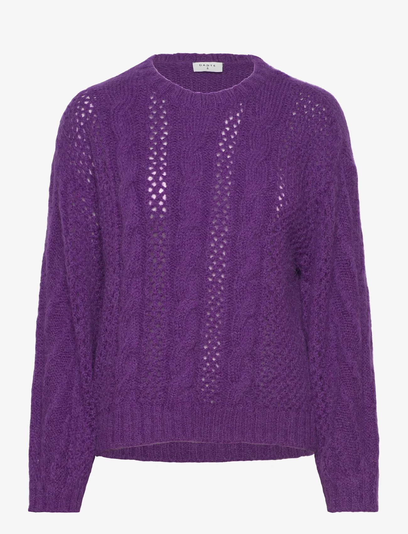 Dante6 - D6Flory cable sweater - strikkegensere - electric purple - 0