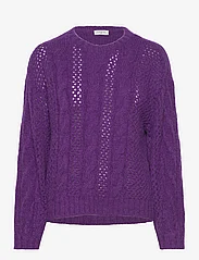 Dante6 - D6Flory cable sweater - strikkegensere - electric purple - 0