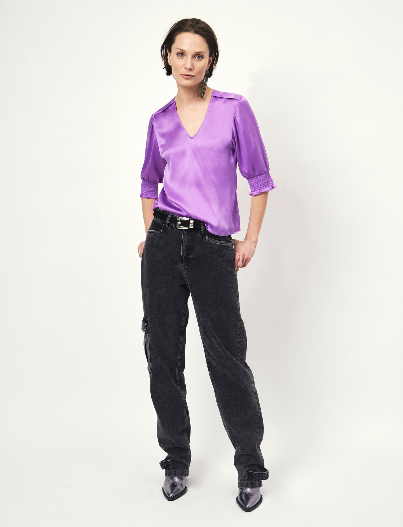 Dante6 - D6Cascais silk blouse - blouses met korte mouwen - funky orchid - 0