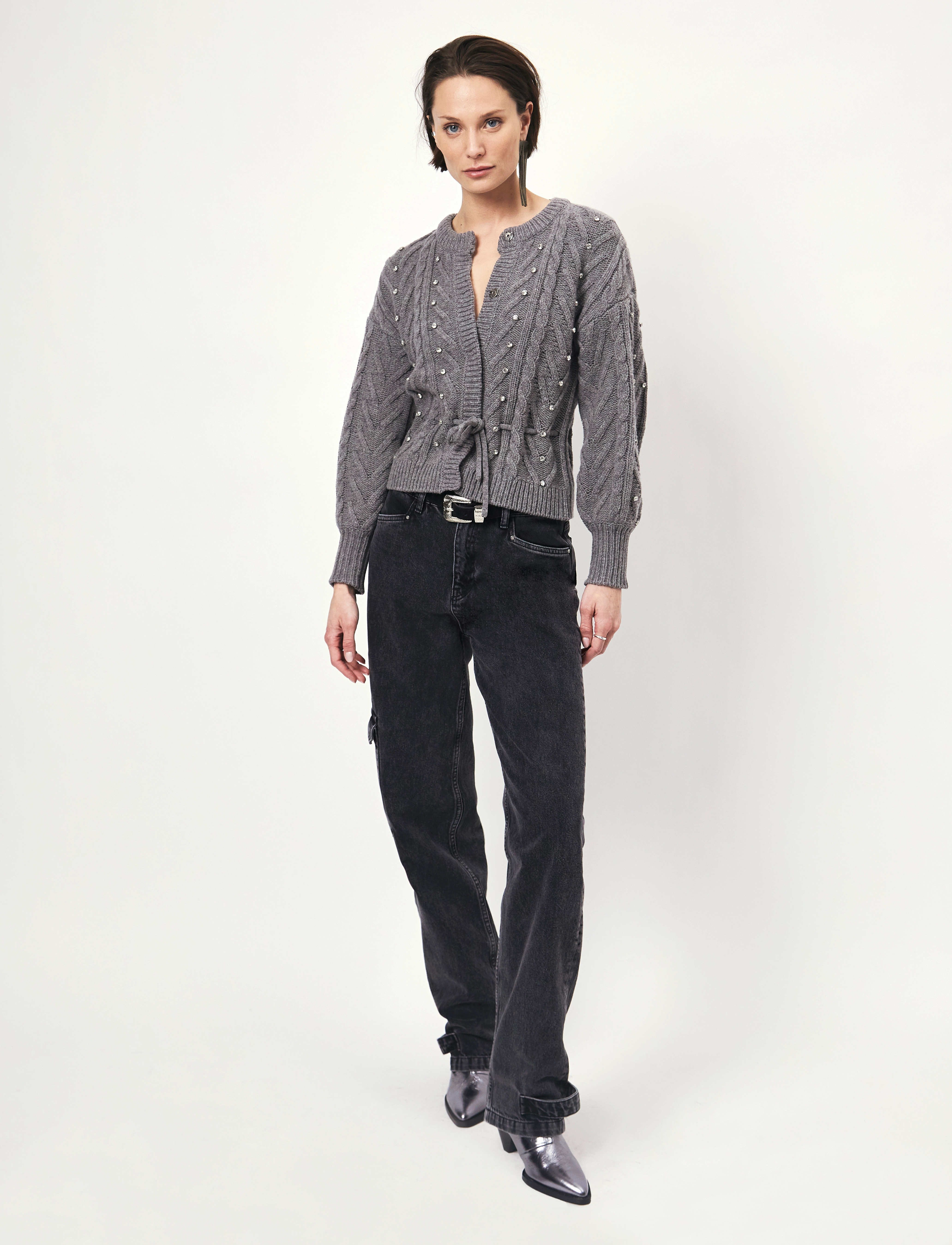 D6Jaelyn rhinestone cardigan - PURE