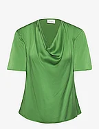 D6Keswick silk drapey top - BASIL GREEN