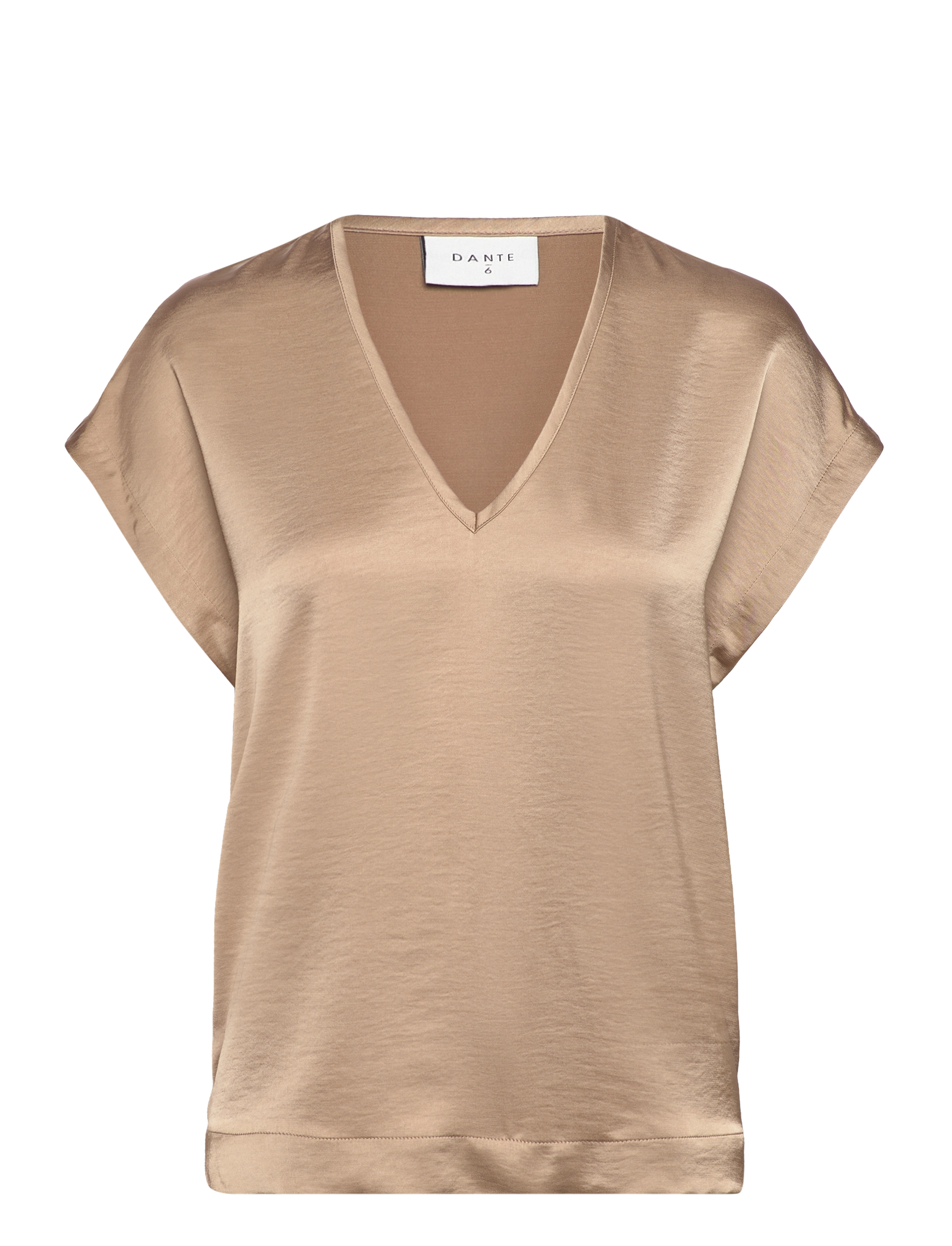 Dante6 - D6Luiza satin v-neck top - dry sand - 1