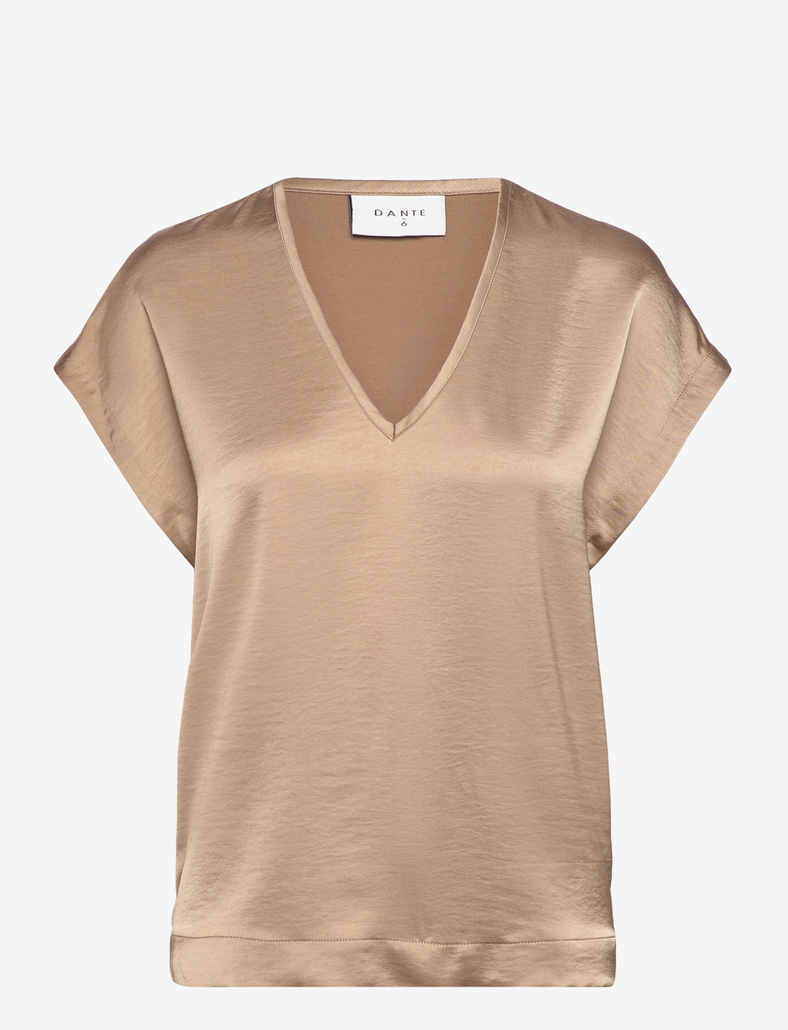 Dante6 - D6Luiza satin v-neck top - dry sand - 2