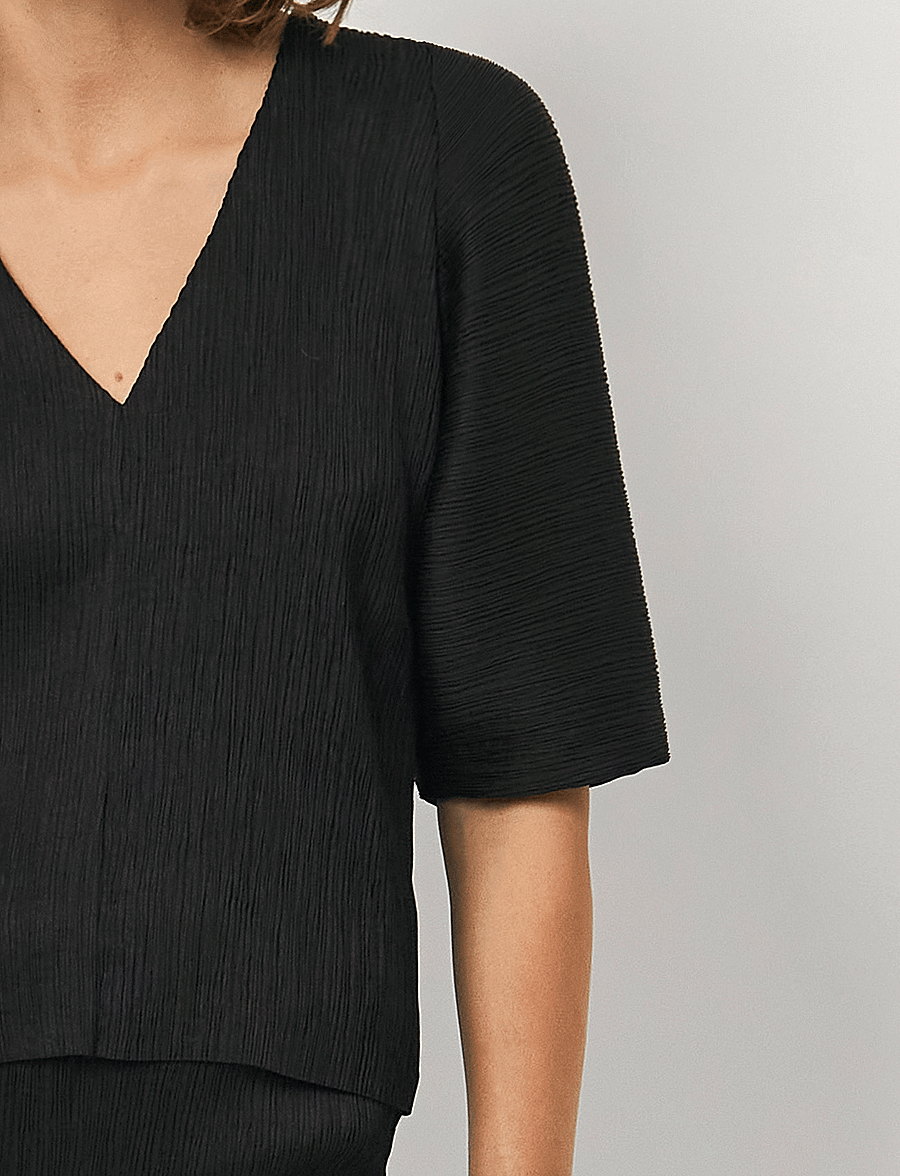 Dante6 - Dante6-Raquel pleated top - kurzärmelige blusen - raven - 3
