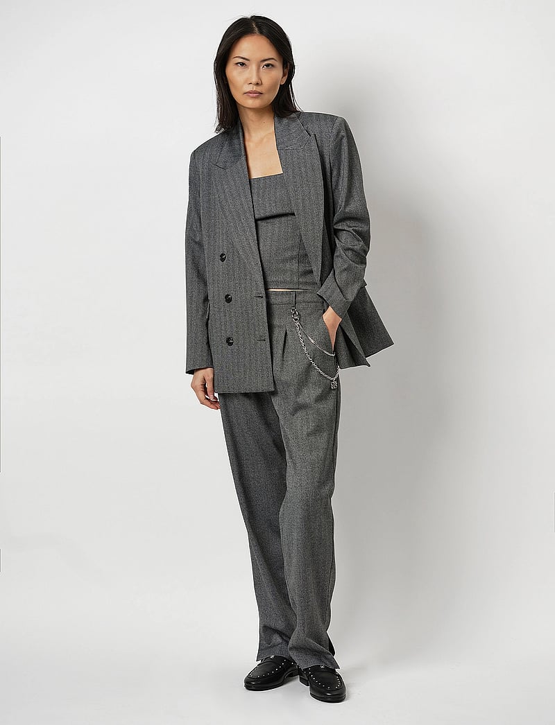 Dante6 - Ceto herringbone blazer - kahes joones nööpidega bleiserid - graphite - 0