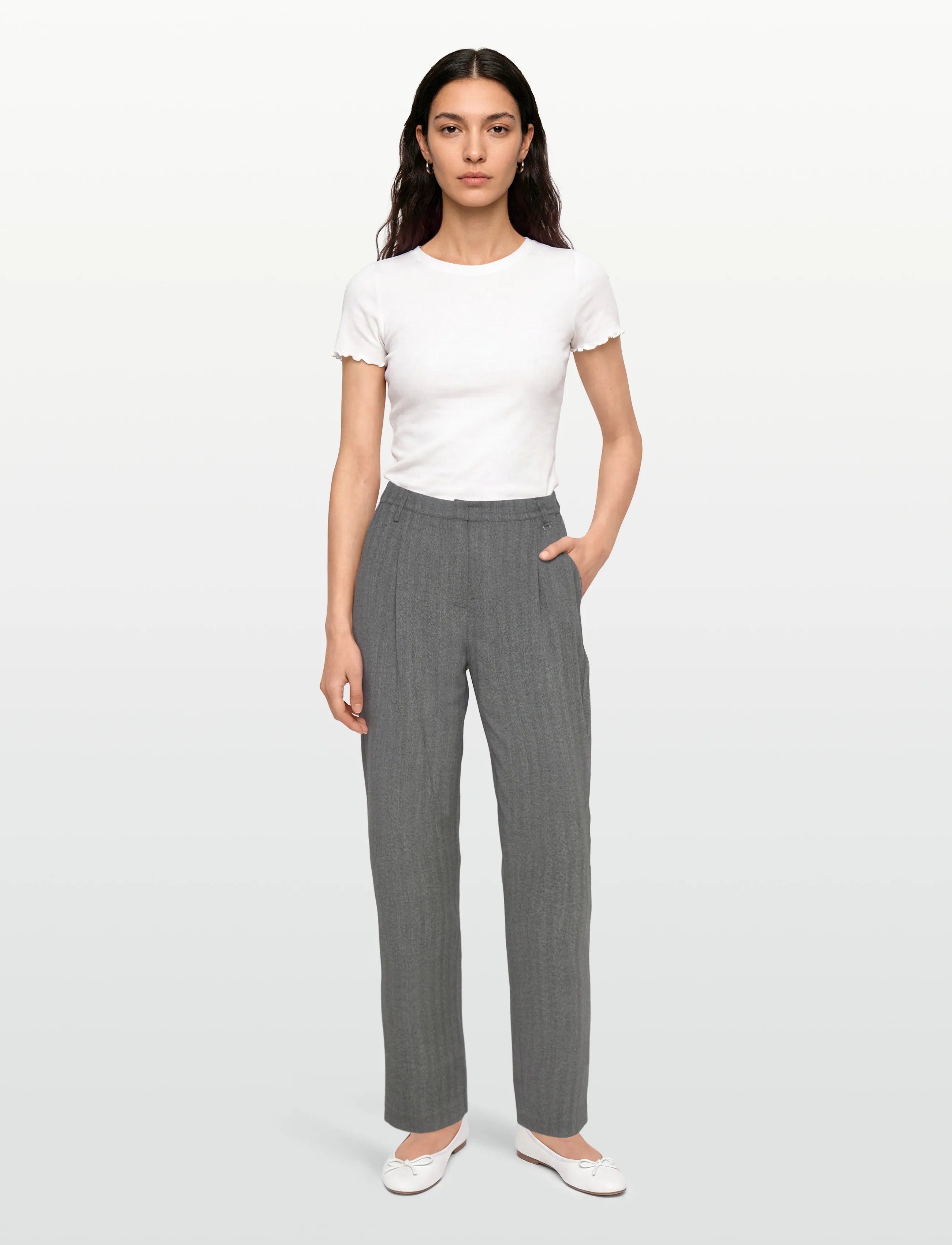 Dante6 -Dean Herringbone Pants, 42, Trousers, Grau - Slim Fit Frauen