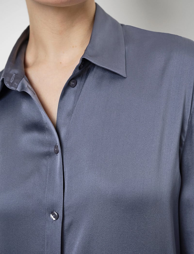 Dante6 - Verona silk tunic - pikkade varrukatega särgid - ash blue - 4